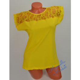 Sárga Színű Csipkebetétes Pamut Felső! 