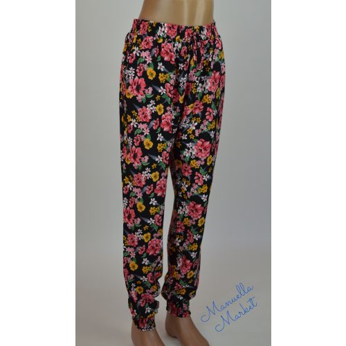 Színes Virág Mintás, Zsebes Húzott Szárú Nadrág! XL/XXL-es