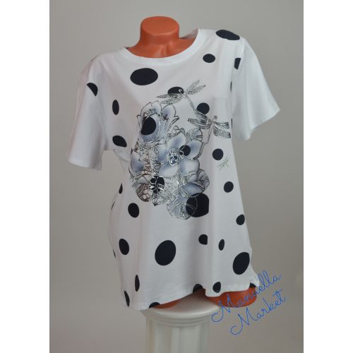 Ezüst Mintás-Pöttyös Pamut Nagy Méretű Felső! 4XL/5XL-es