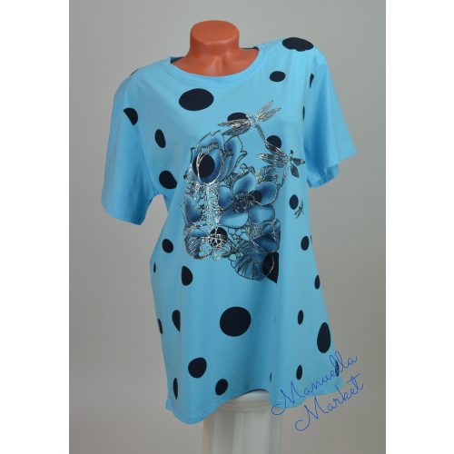 Ezüst Mintás-Pöttyös Pamut Nagy Méretű Felső! 4XL/5XL-es