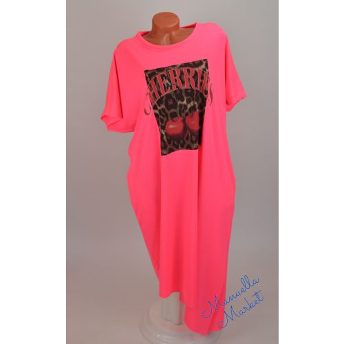 Neon pink Zsebes Aszimmetrikus Aljú Molett Ruha!