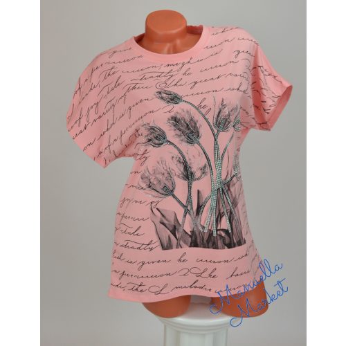 Virág Mintás Barack Színű Pamut Póló! L/XL-es 