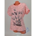 Virág Mintás Barack Színű Pamut Póló! L/XL-es 