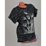 Virág Mintás Fekete Színű Pamut Póló! L/XL-es 