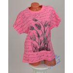 Virág Mintás Rózsaszín Pamut Póló! 2XL/3XL-es 