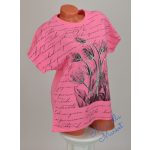 Virág Mintás Rózsaszín Pamut Póló! 2XL/3XL-es 