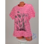 Virág Mintás Rózsaszín Pamut Póló! 2XL/3XL-es 