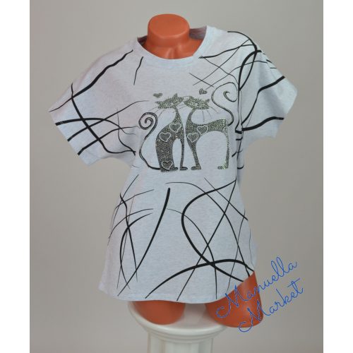 Cica Mintás Pamut Póló! L/XL-es