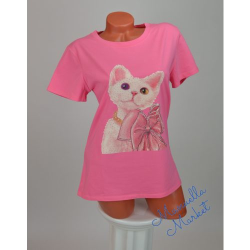 Cica Mintás Pamut Póló! XL/XXL-es 