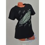 Levél Mintás Fekete Pamut Póló! XL/XXL-es 