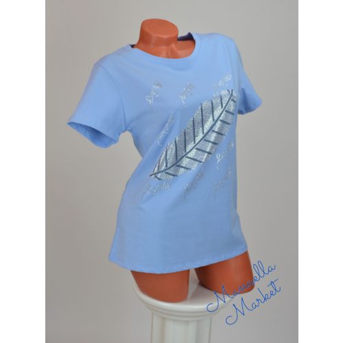 Levél Mintás Világoskék Pamut Póló! XL/XXL-es 
