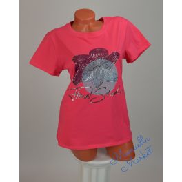 Virág Mintás Pink Pamut Póló! XL/XXL-es 