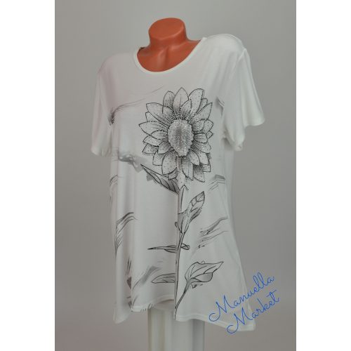 Csillogó Köves Virág Mintás Nagy Méretű Felső! 4XL/5XL-es