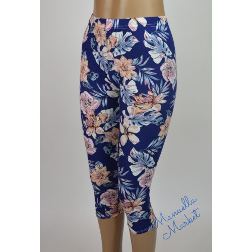 Virág Mintás Vékony Capri Leggings! S/M-es   Sötétkék