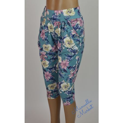Rugalmas-Puha Hibiszkusz Mintás Térdnadrág! M/L-es