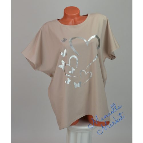 Szívecske Mintás Pamut Molett Méretű Felső/Tunika! L/XL-es