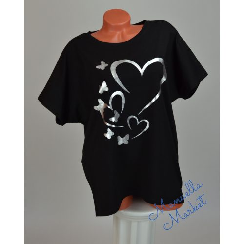 Szívecske Mintás Pamut Molett Méretű Felső/Tunika! L/XL-es