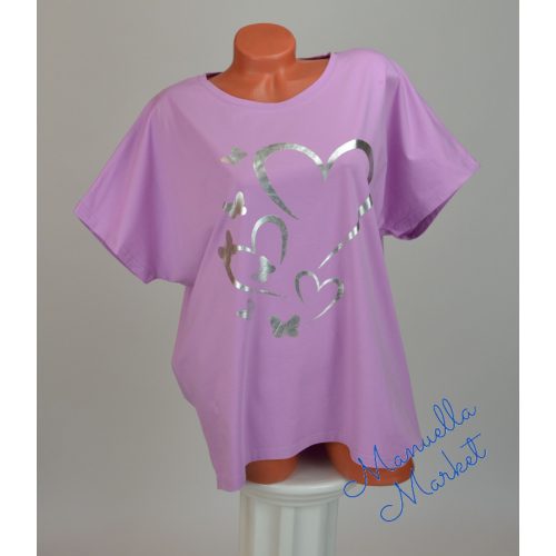 Szívecske Mintás Pamut Molett Méretű Felső/Tunika! L/XL-es