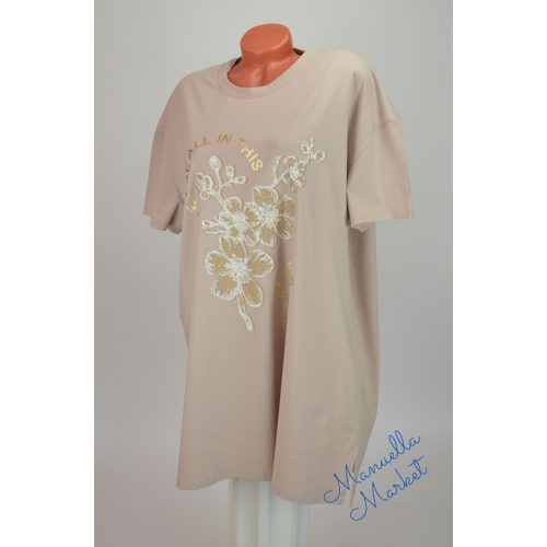 Virág Mintás Pamut Molett Méretű Felső/Tunika! 2XL/3XL-es