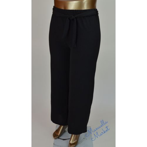 Egyenes Szárú Nyári, Derékmegkötős Molett Fekete Nadrág! L/XL-es