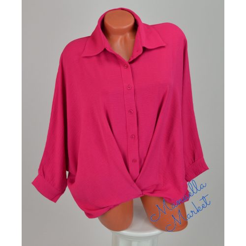 Húzott Aljú, Elegáns Gombos Molett Pink Ing/Blúz! M/L-es