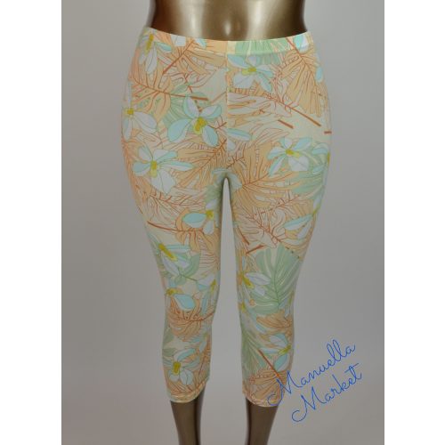 Virág Mintás Vékony Molett Capri Pamut Leggings! 5XL/6XL-es