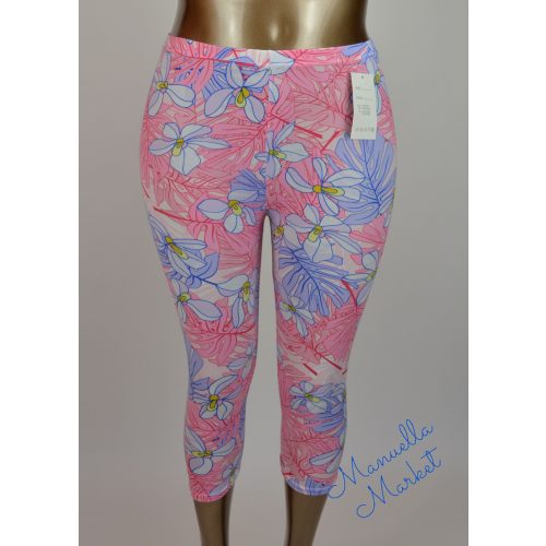 Virág Mintás Vékony Molett Capri Pamut Leggings! 3XL/4XL-es