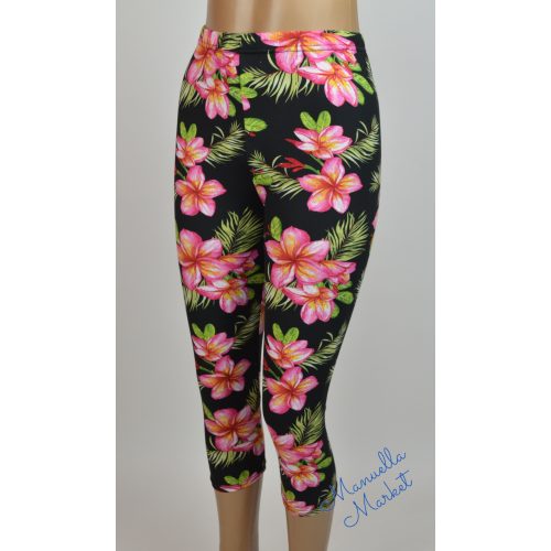 Virág Mintás Vékony Capri Leggings! XL-3XL   (1)