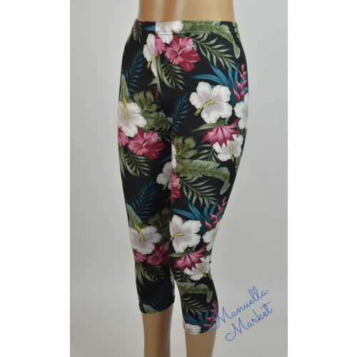 Virág Mintás Vékony Capri Leggings! XL-3XL   (3)