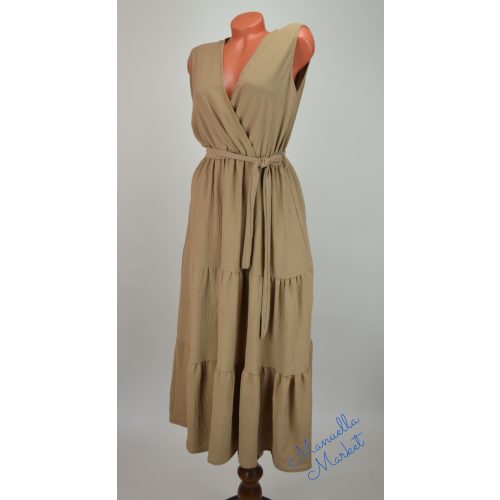 Mell Részen Átlapolt, Ujjatlan Hosszú Ruha! L/XL-es
