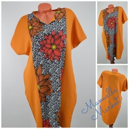 Mustársárga Virág Mintázatú Zsebes Ruha/Tunika! L-es
