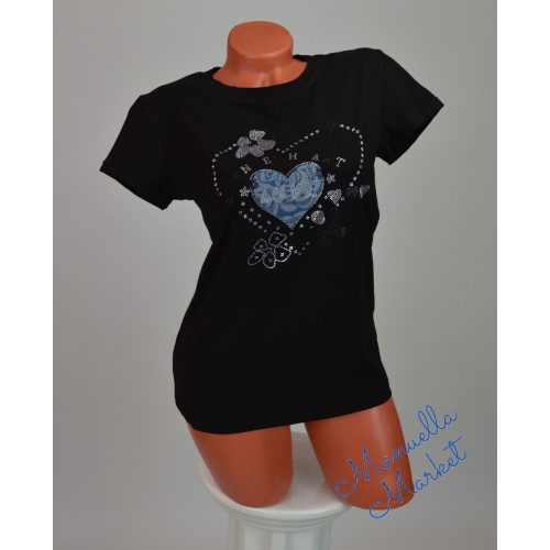 Apró Köves Szivecskés Pamut Póló! L/XL-es
