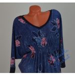 Mell Alatt Erősen Gumírozott, V-Nyakú Virág Mintás Tunika! L/XL-es