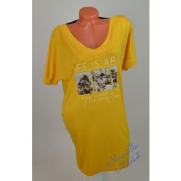 V-nyakú, Fotó Mintás Napsárga Tunika! XL/XXL-es