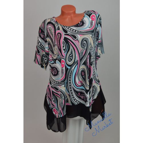 Elegáns, Kifelé Bővülő Mintás Molett Blúz! 2XL-es   (1)