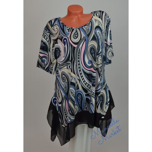 Elegáns, Kifelé Bővülő Mintás Molett Blúz! 2XL-es   (3)