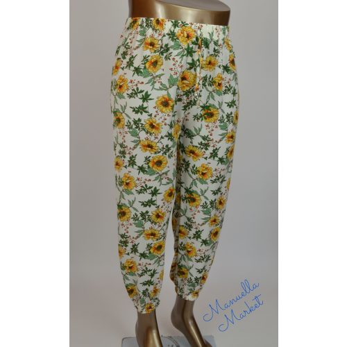 Húzott Aljú, Virágmintás Zsebes Vékony Nyári Molett Nadrág! 4XL/5XL   (FHS)
