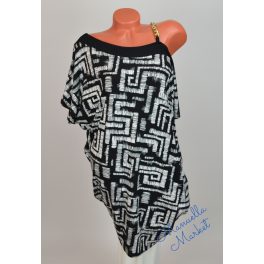 Extrahosszított Fekete-Fehér Mintás Tunika/Ruha!