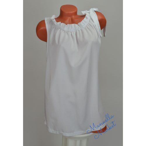Fehér Húzott Nyakú Ujjatlan Molett Felső! 3XL-es