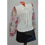 Rózsaszín Nagy Virág Mintázatú Tüllbetétes Fehér Felső! S/M-es