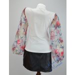 Rózsaszín Nagy Virág Mintázatú Tüllbetétes Fehér Felső! S/M-es