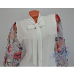 Rózsaszín Nagy Virág Mintázatú Tüllbetétes Fehér Felső! S/M-es