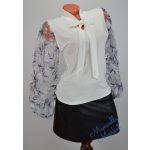 Szürke Nagy Virág Mintázatú Tüllbetétes Fehér Felső! S/M-es