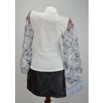 Szürke Nagy Virág Mintázatú Tüllbetétes Fehér Felső! S/M-es