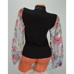 Szürke Nagy Virág Mintázatú Tüllbetétes Fekete Felső! S/M-es  (FKSZ2)