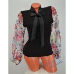 Szürke Nagy Virág Mintázatú Tüllbetétes Fekete Felső! S/M-es  (FKSZ2)