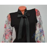 Szürke Nagy Virág Mintázatú Tüllbetétes Fekete Felső! S/M-es  (FKSZ2)